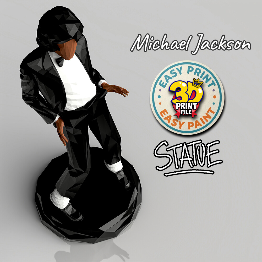 MICHAEL JACKSON Off the Wall low poly statue 3d printable model v2 - تصویر 17317