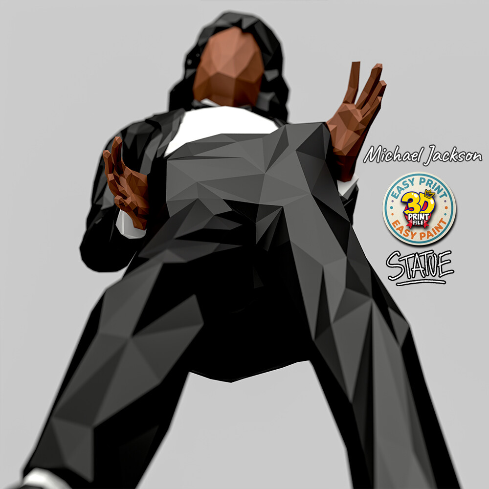MICHAEL JACKSON Off the Wall low poly statue 3d printable model v2 - تصویر 17320